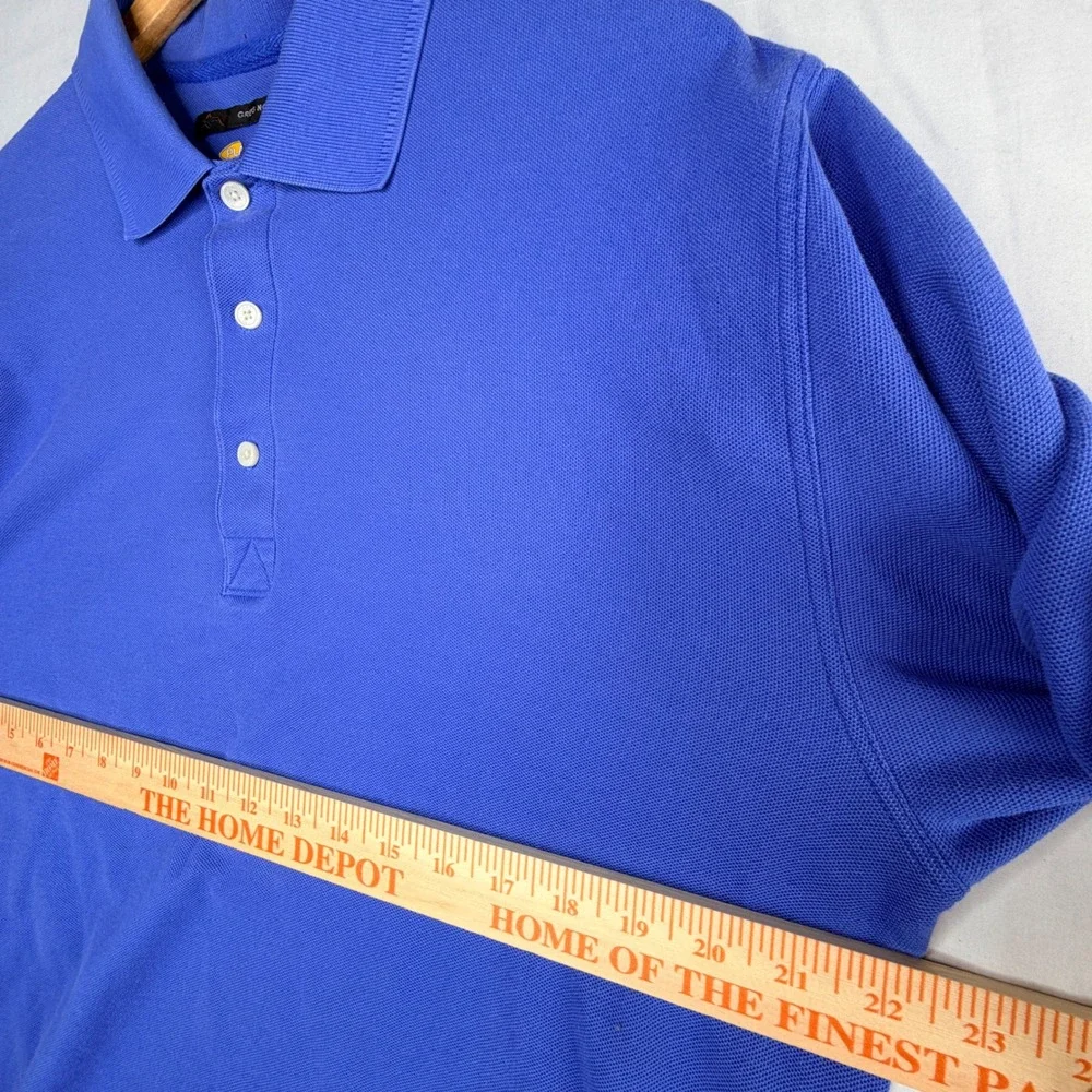 Greg Norman Play Dry Mens Blue Pique Golf Polo Shirt Size Large Short Sleeve